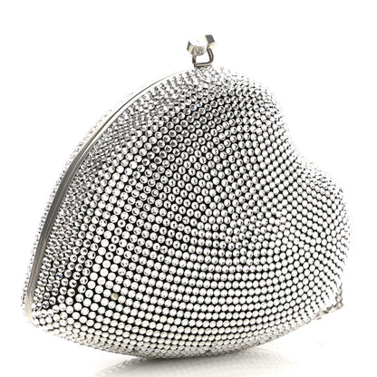 Saint Laurent Swarovski Crystal Heart Love Box Clutch Bag Silver 3 of 6