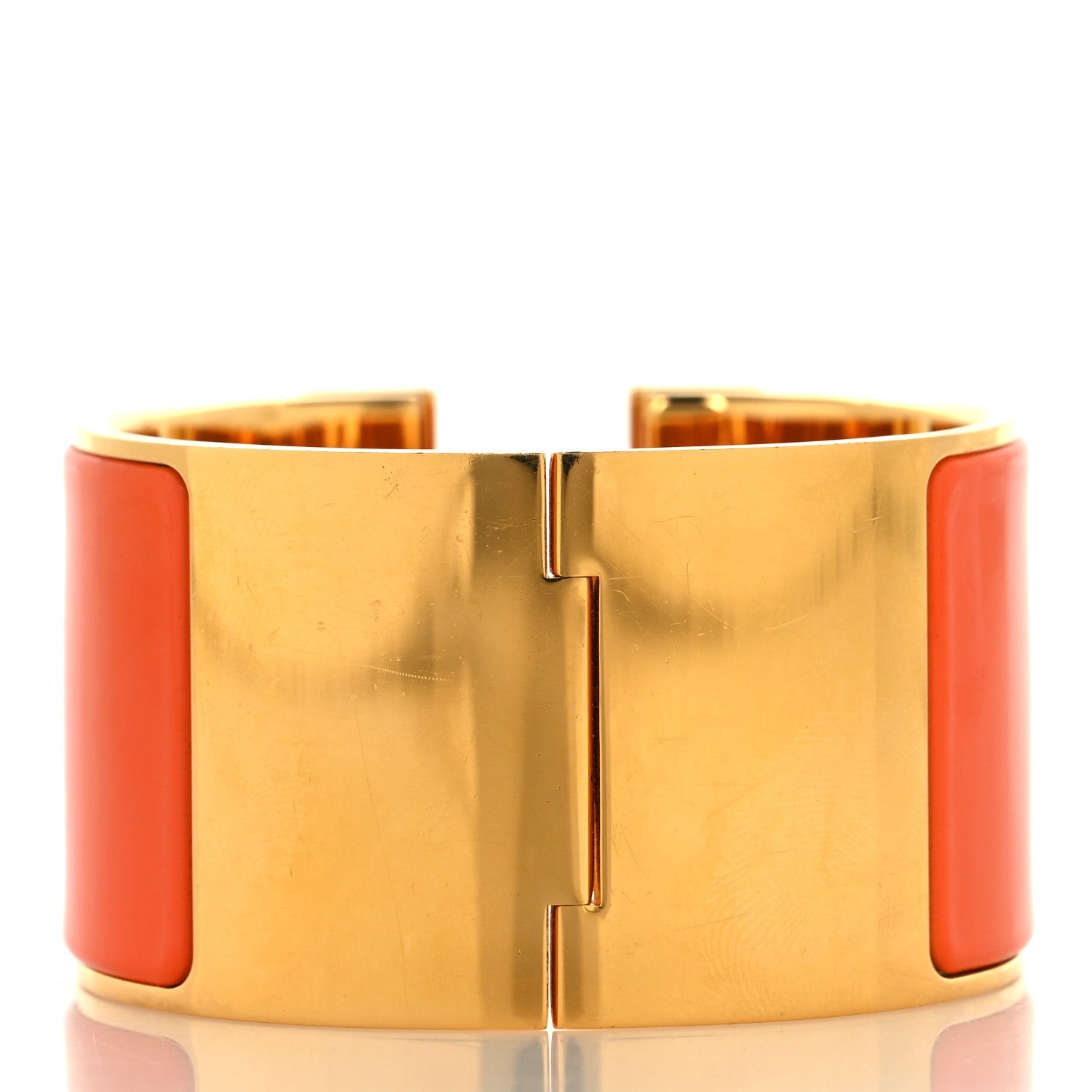 Hermes Enamel Extra Wide Clic Clac H Bracelet PM Orange 3 of 4
