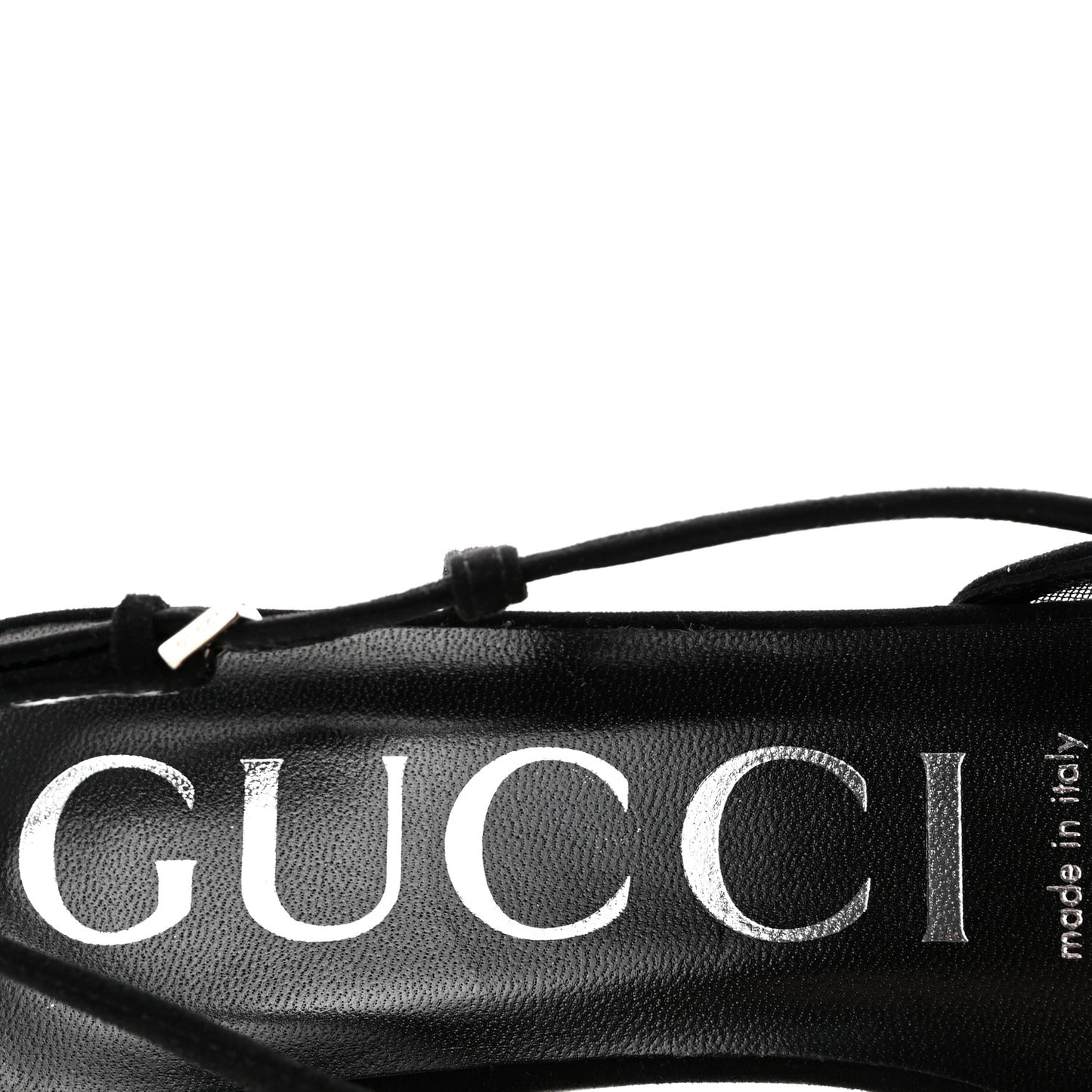 Tela Retino Kid Scamosciato Crystal GG Monogram Square Demi Ballet Flats 36.5 Black