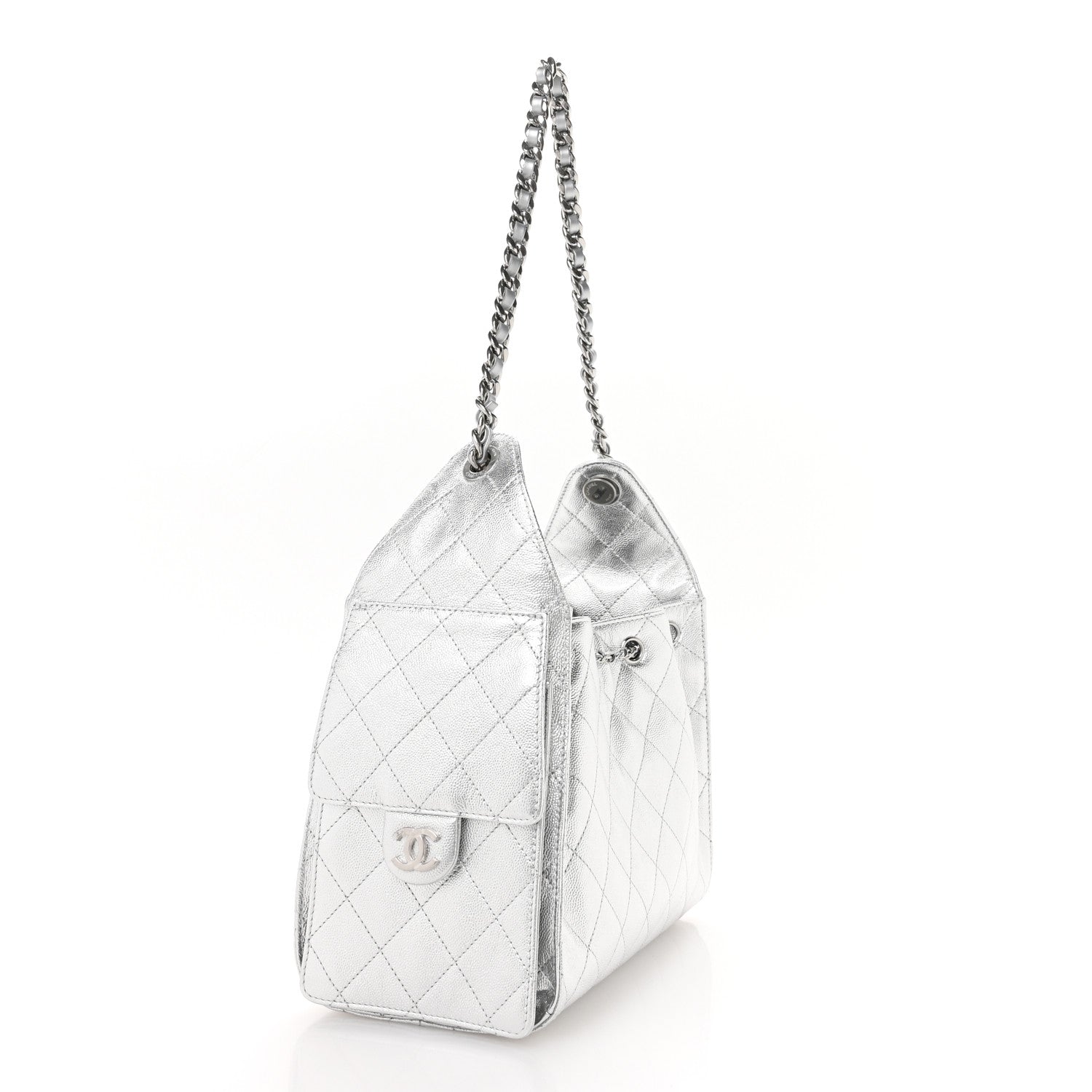 Chanel Metallic Caviar Quilted Small Chanel 25 Handbag Silver 3 of 11