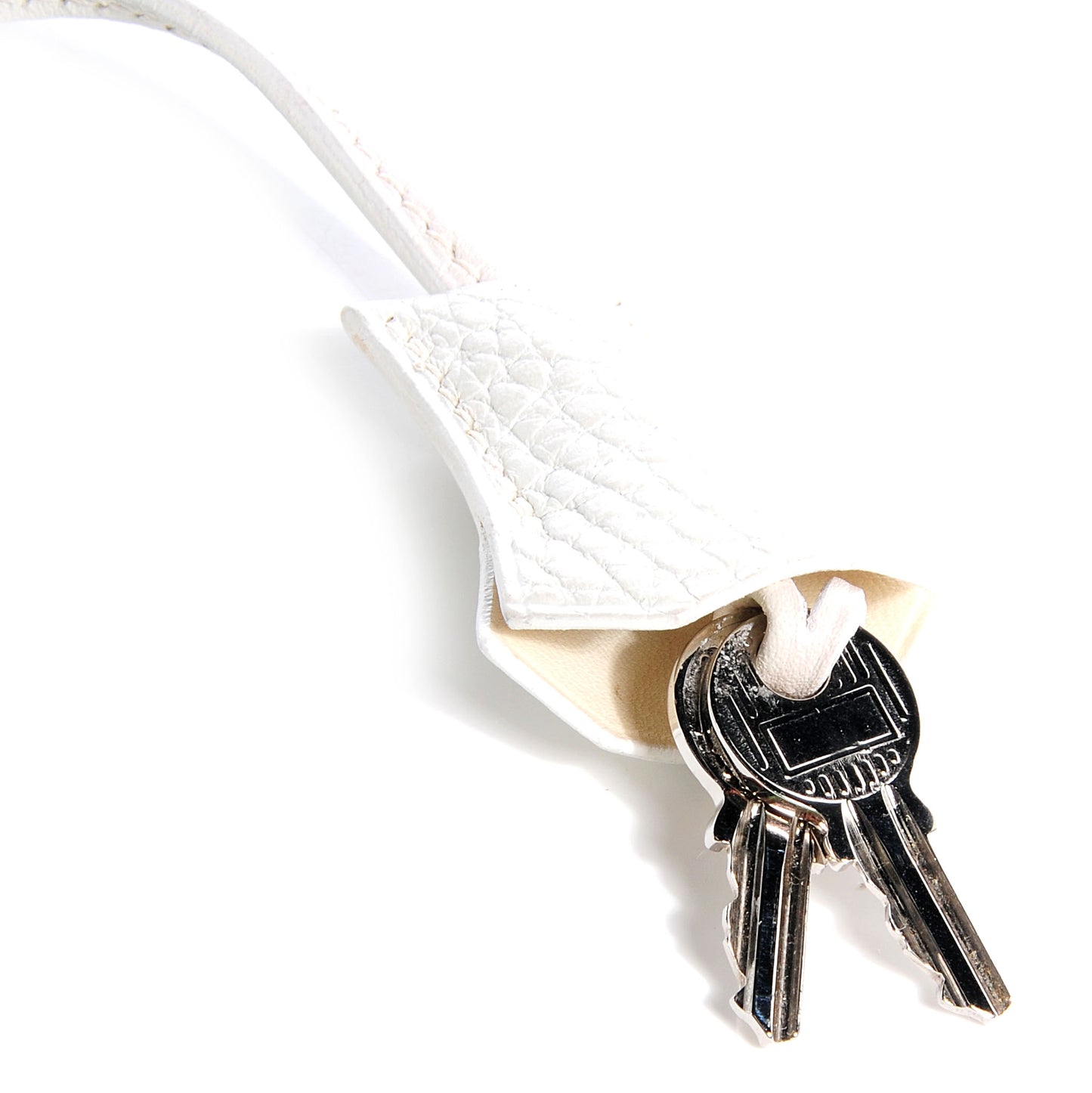 Taurillon Clemence Clochette Lock and Key White