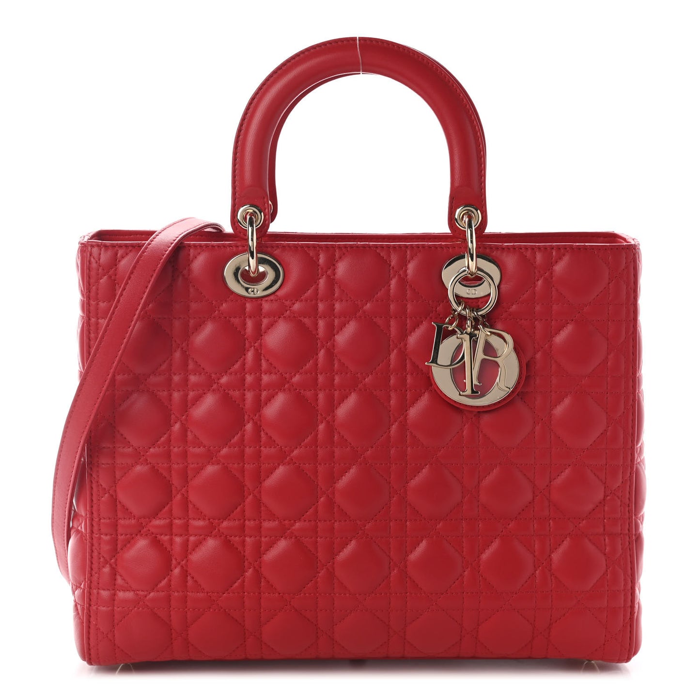 Lambskin Cannage Large Lady Dior Red