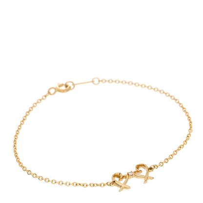 Tiffany 18K Yellow Gold Diamond Double Loving Heart Bracelet 1 of 4