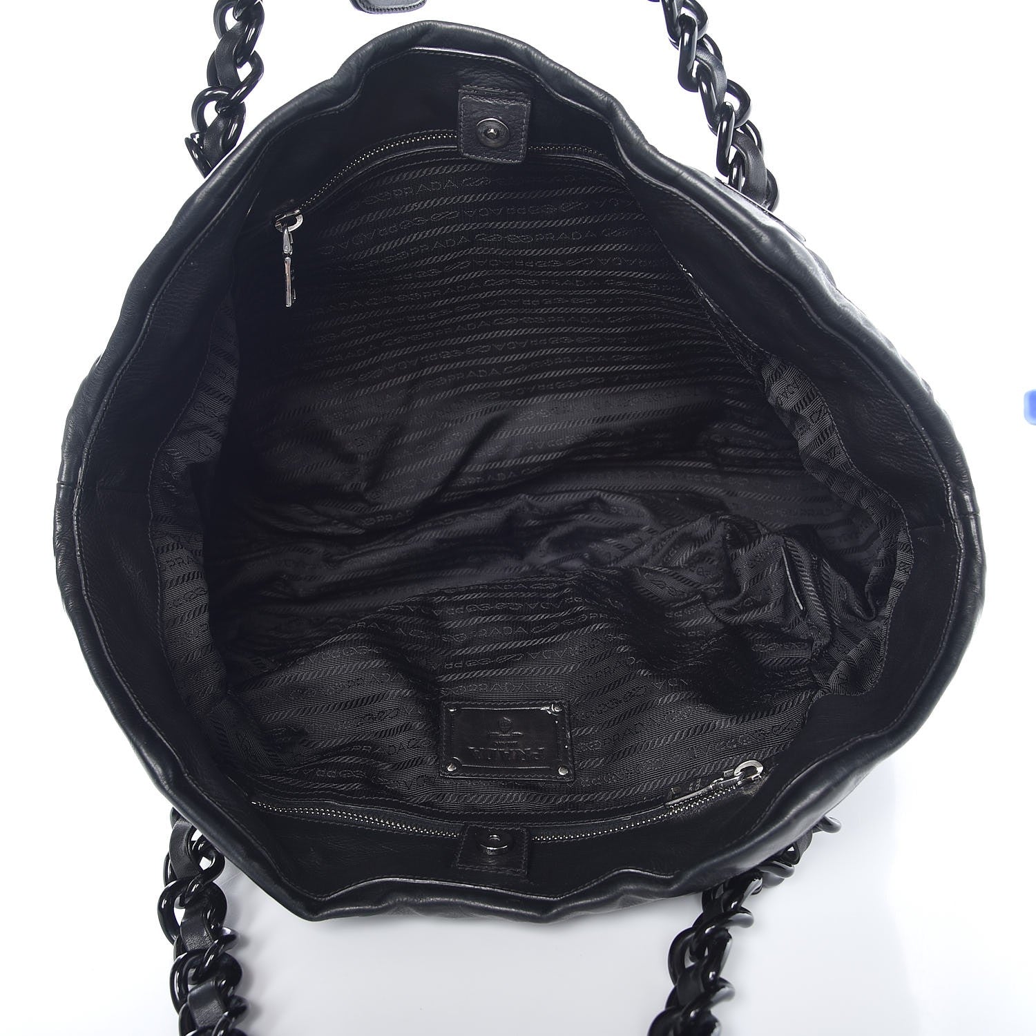 Prada Tessuto Nylon Stripes Tote Black 5 of 9