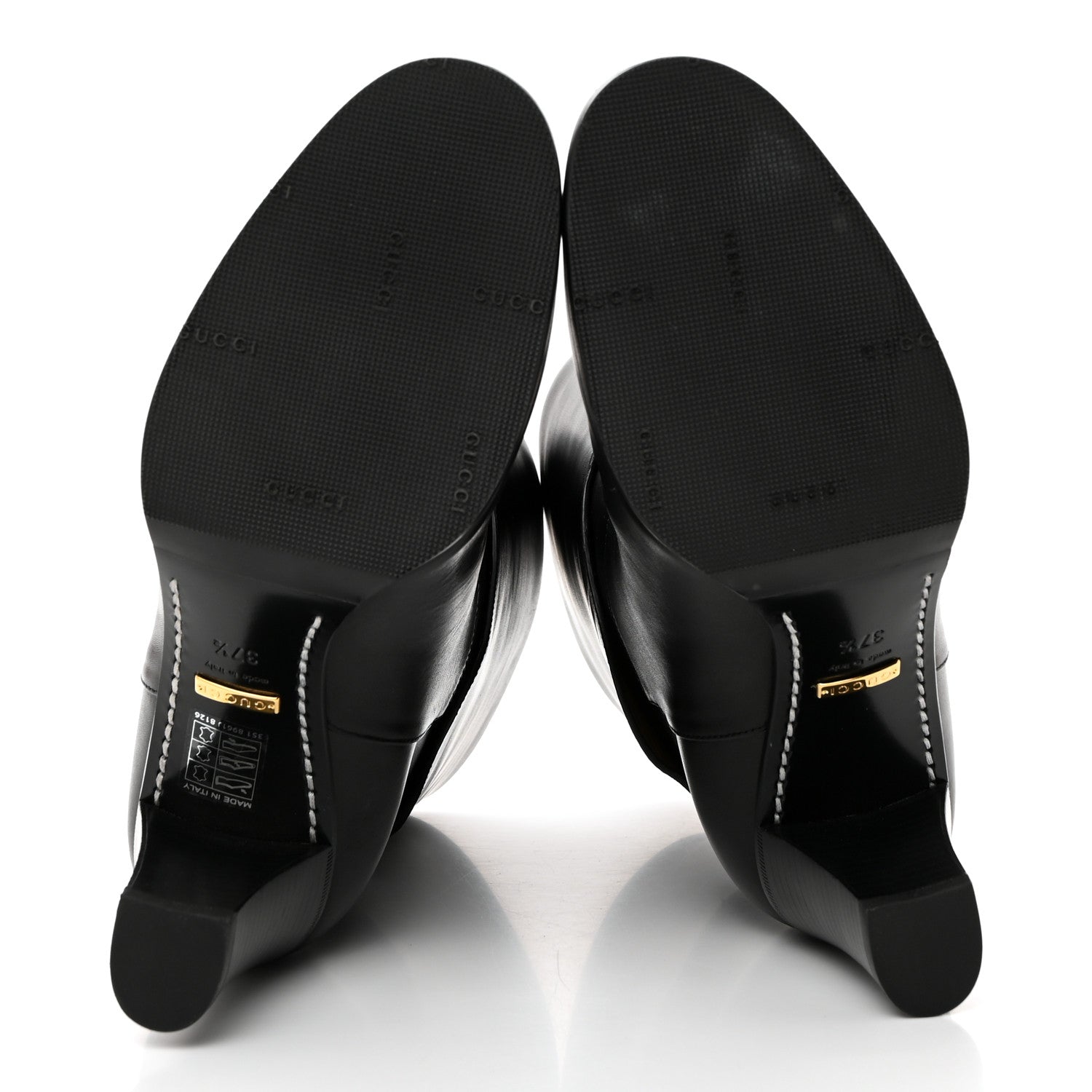 Gucci Calfskin Horsebit Elizabeth Ankle Boots 37.5 Black 5 of 9
