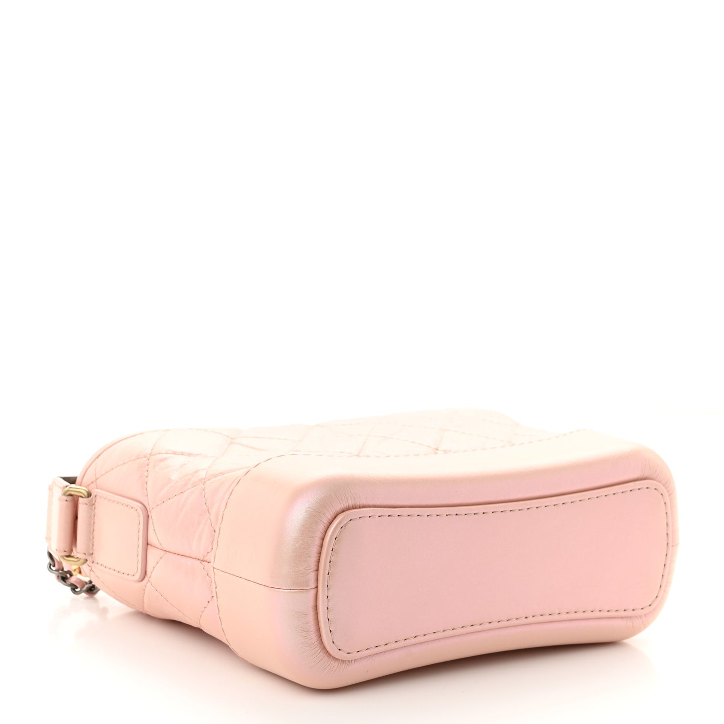 Iridescent Aged Calfskin Quilted Small Gabrielle Hobo Rose