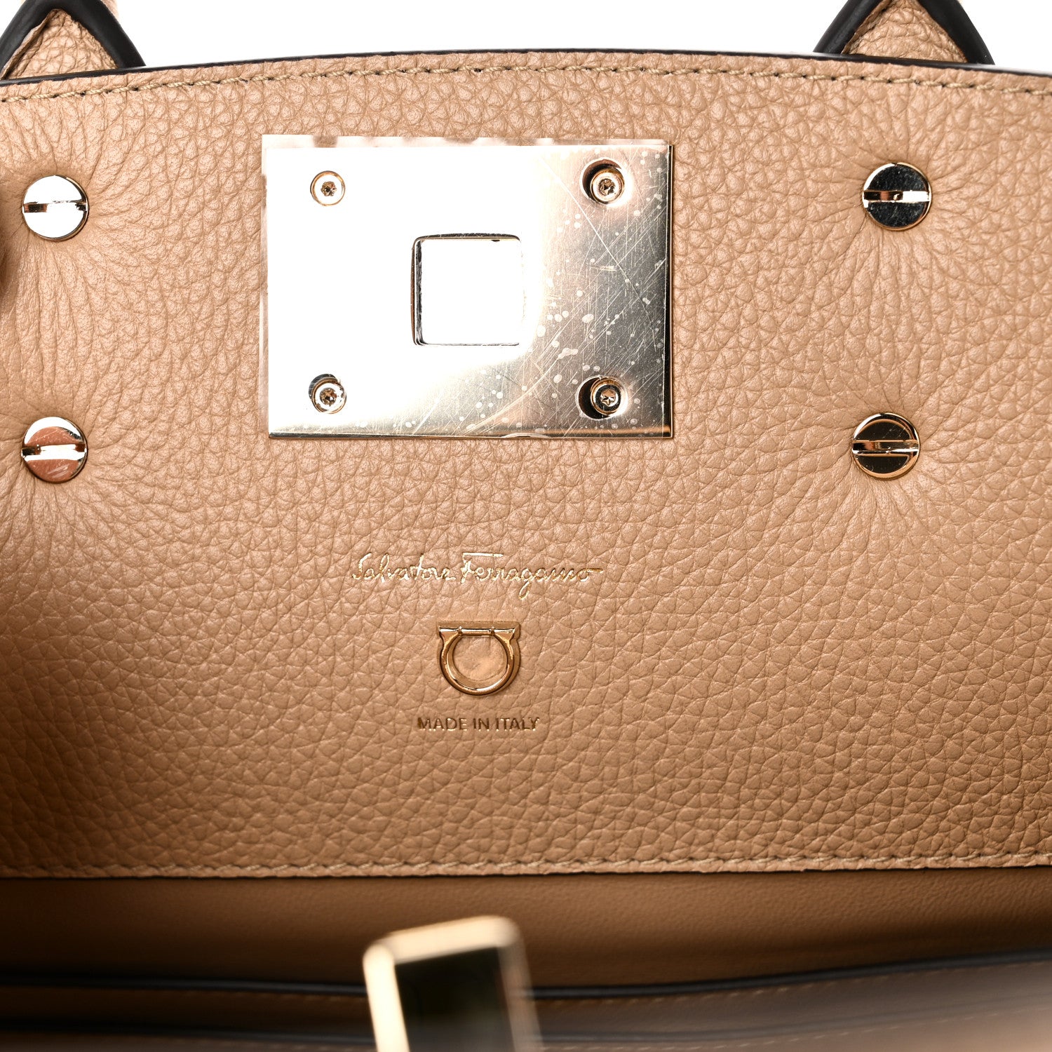 Salvatore Ferragamo Calfskin Medium Studio Bag Cashew 6 of 9