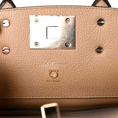 Salvatore Ferragamo Calfskin Medium Studio Bag Cashew 6 of 9