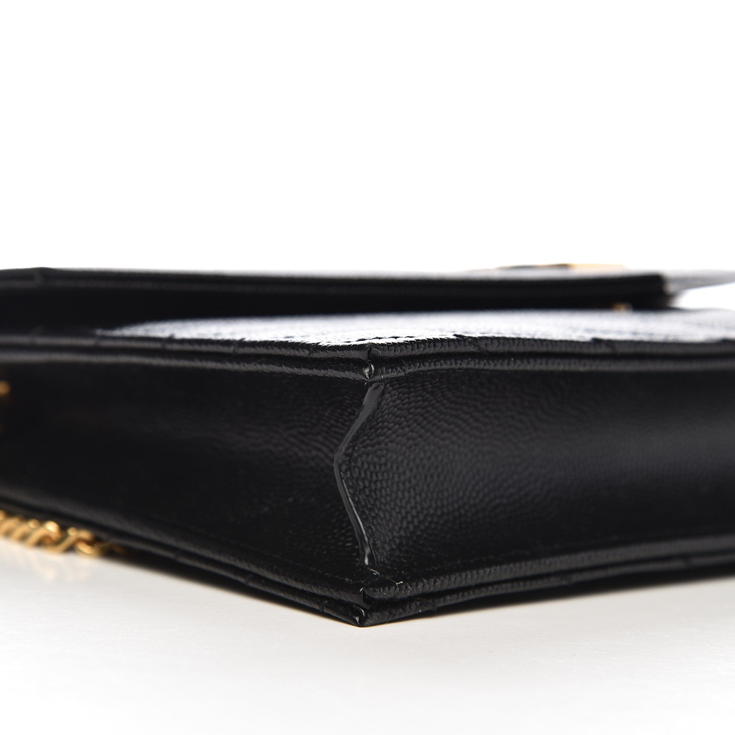 Saint Laurent Grain De Poudre Matelasse Chevron Monogram Envelope Chain Wallet Black 7 of 10