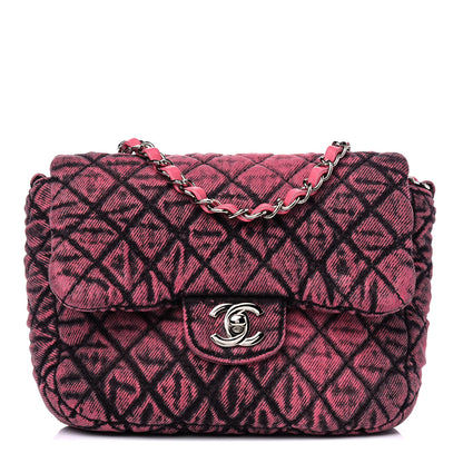 Chanel Washed Denim Quilted Small Denimpression Flap Red Black 1 of 5