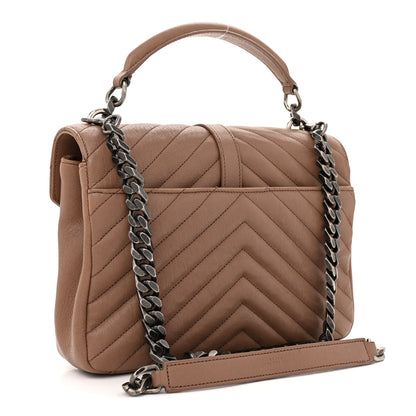 Saint Laurent Sheepskin Matelasse Chevron Monogram Medium College Bag Fard 3 of 19