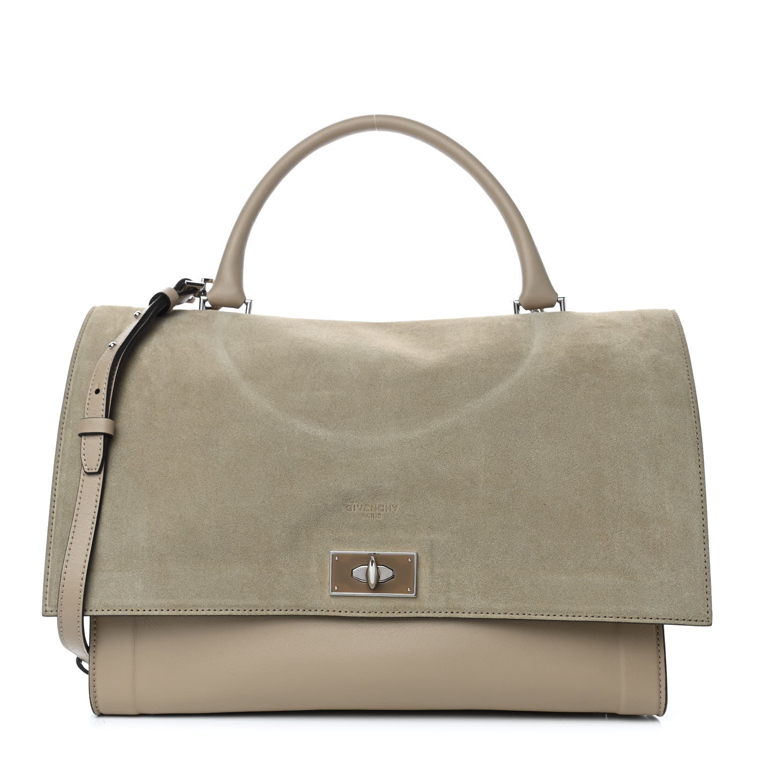 Givenchy Suede Calfskin Lambskin Medium Shark Lock Satchel Taupe 1 of 4