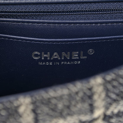 Chanel Tweed Quilted Mini Rectangular Flap Black Blue Sea Green 6 of 11
