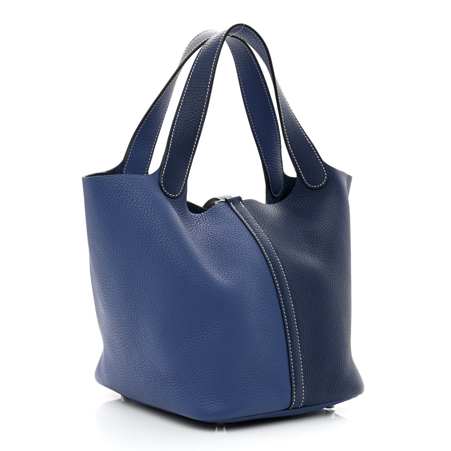 Hermes Taurillon Clemence Casaque Picotin Lock 22 MM Bleu Saphir Bleu Brighton 3 of 11