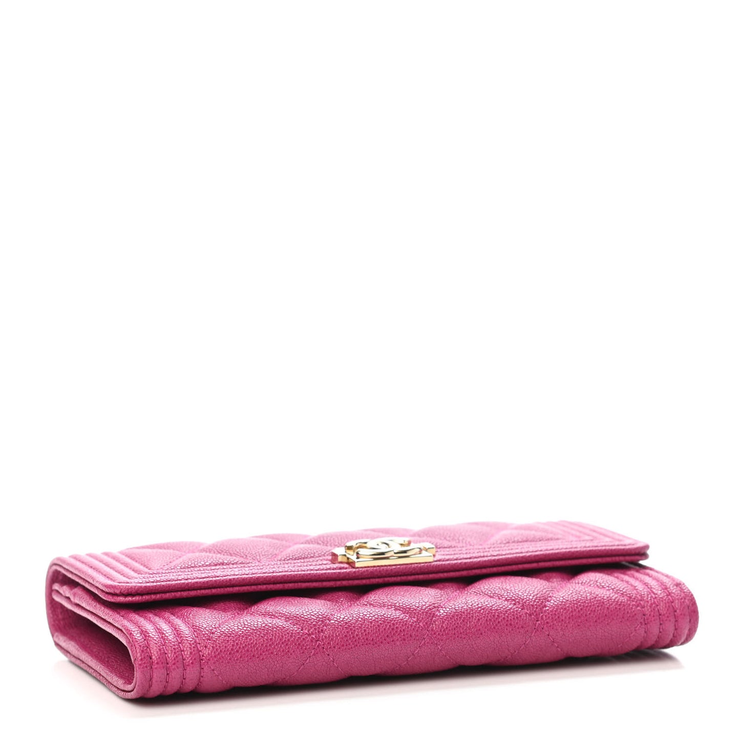 Caviar Quilted Medium Boy Flap Wallet Fuchsia