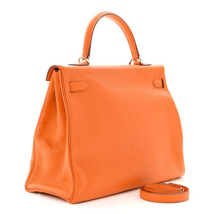 Hermes Taurillon Clemence Kelly Retourne 35 Orange 3 of 12