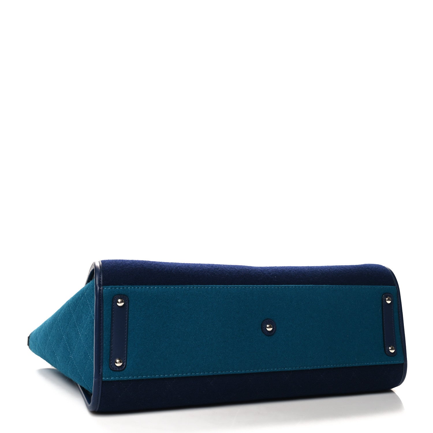 Chanel Wool Felt Calfskin Large Deauville Tote Blue Dark Blue 4 of 10
