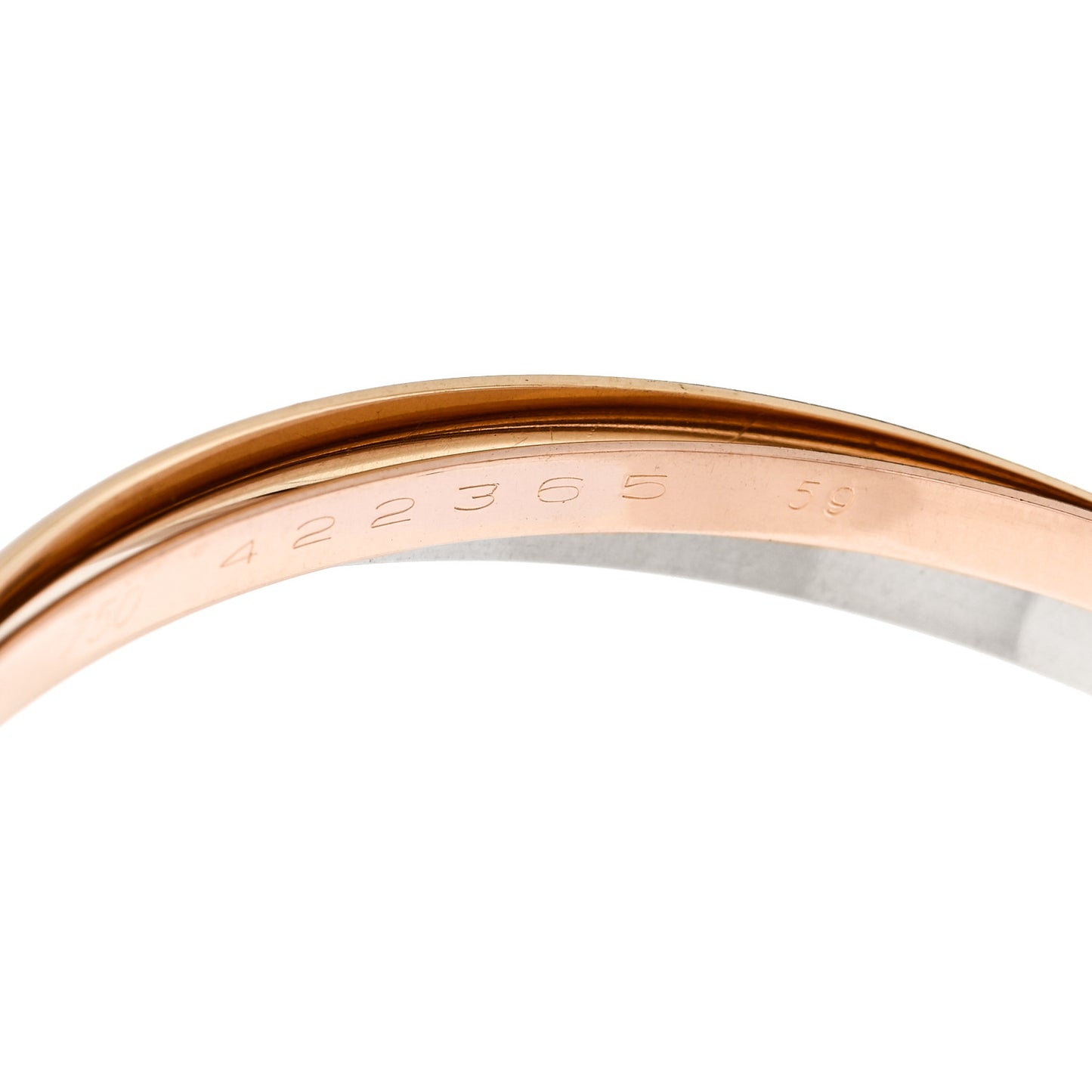 18K Pink Yellow White Gold 3.5mm Trinity Bangle Bracelet 59