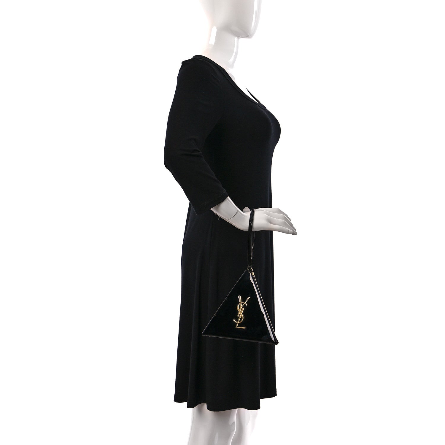 Saint Laurent Patent Pyramid Clutch Black 2 of 10