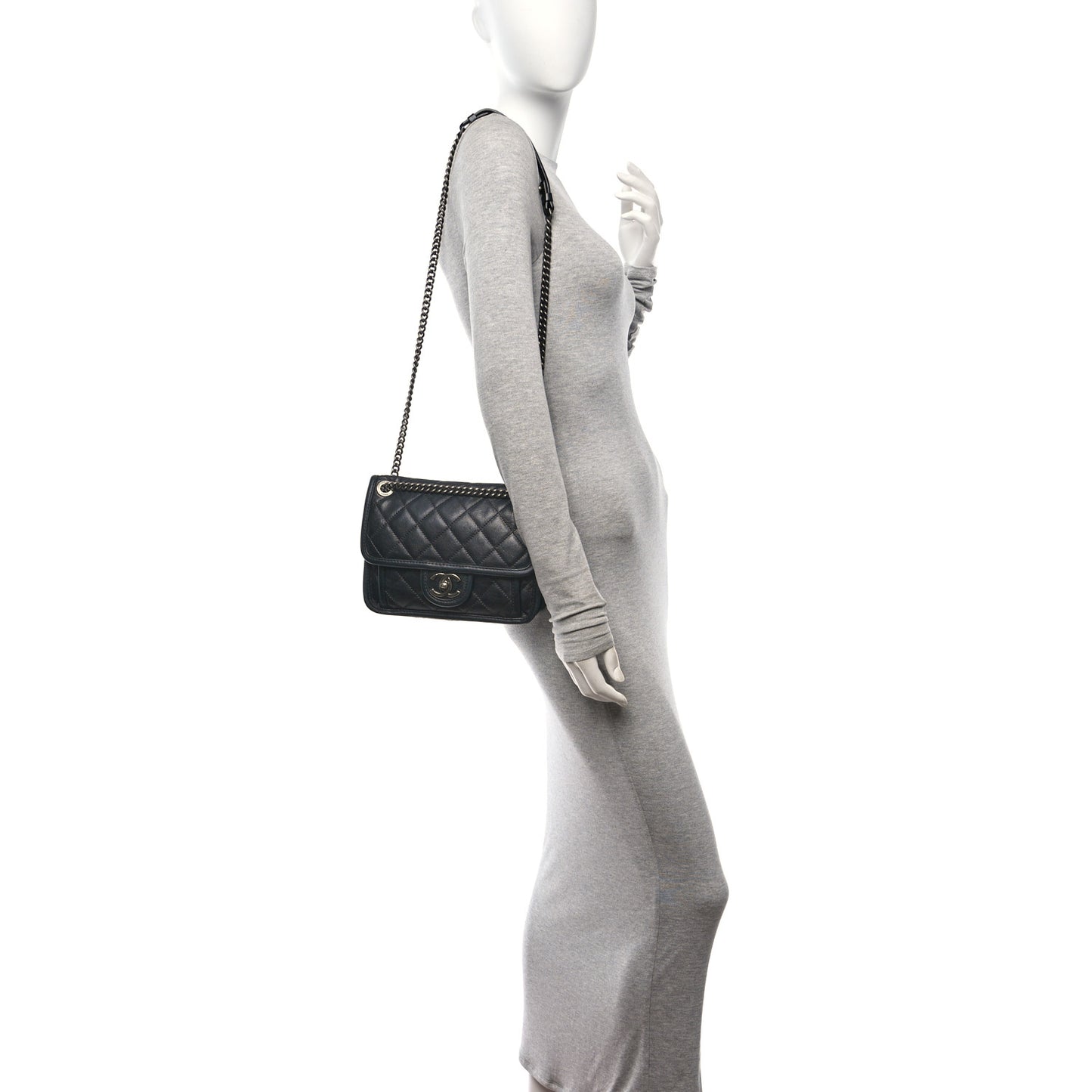 Calfskin Quilted Mini French Riviera Flap Black