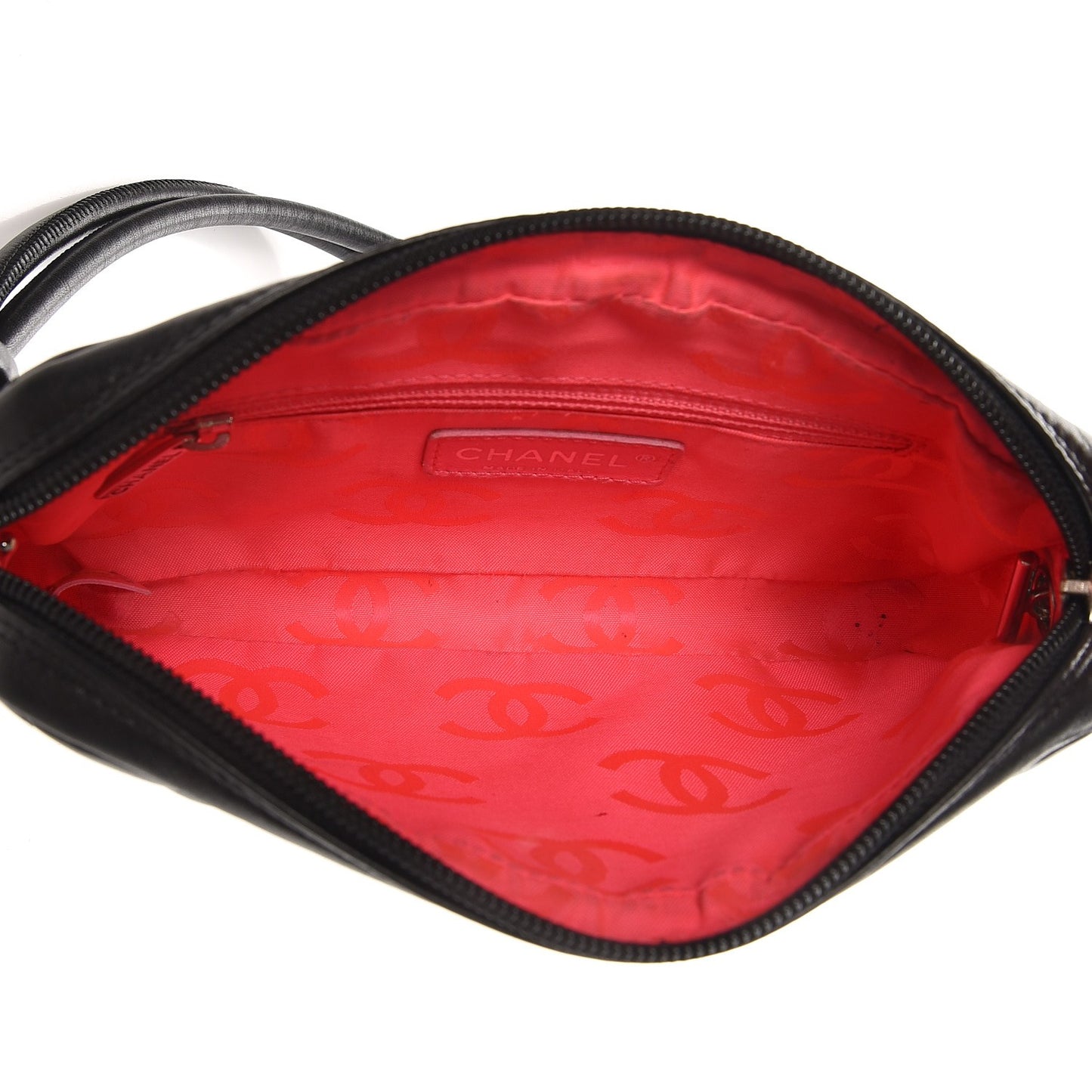 Calfskin Quilted Cambon Pochette Black White
