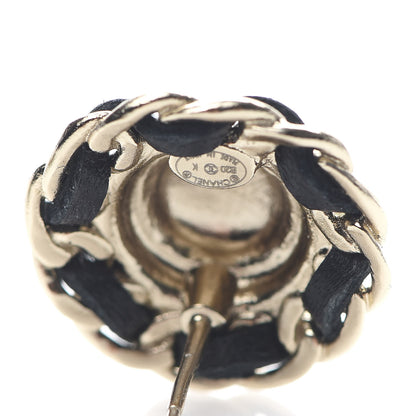 Chanel Crystal Metal Chain Around CC Earrings Gold Black 4 of 5