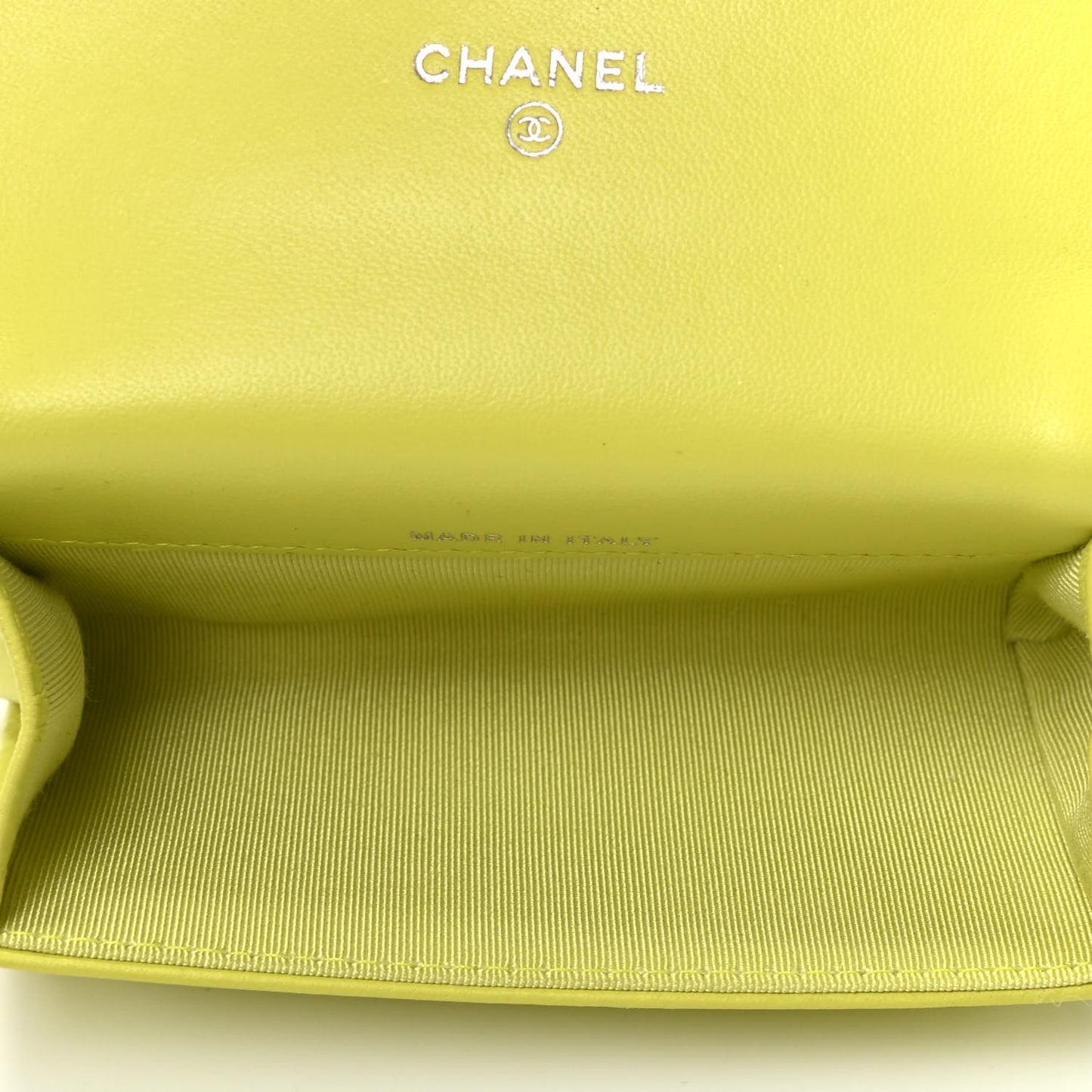 Lambskin Quilted Flap Card Holder Wallet Yellow