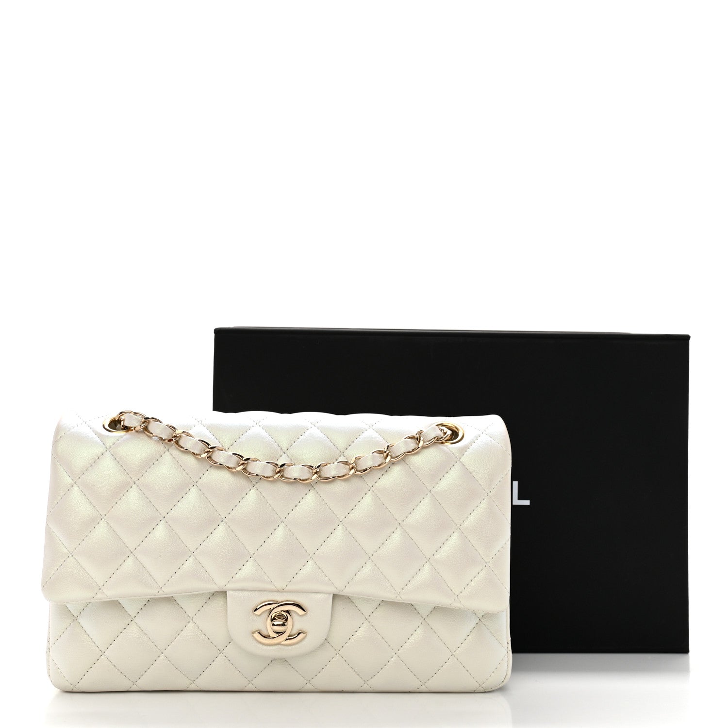 Chanel Iridescent Calfskin Quilted Medium Double Flap White 13 of 13