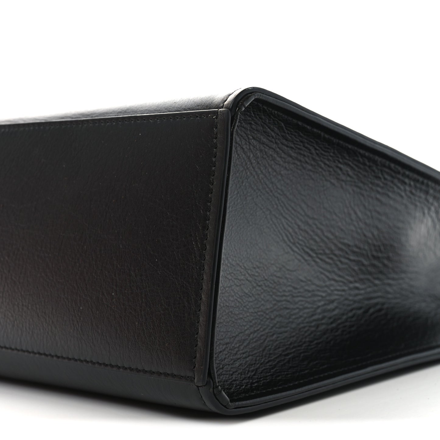 Tumbled Calfskin Logo Embossed Medium G-Tote Black
