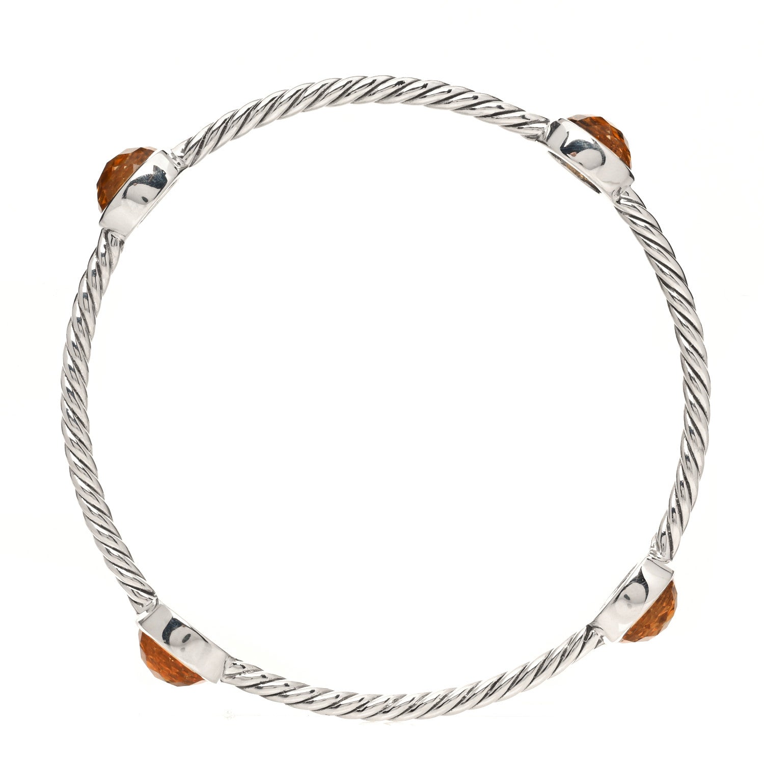 David Yurman Sterling Silver Citrine 3mm 4 Station Bangle Bracelet 3 of 4