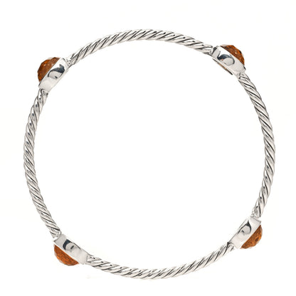 David Yurman Sterling Silver Citrine 3mm 4 Station Bangle Bracelet 3 of 4