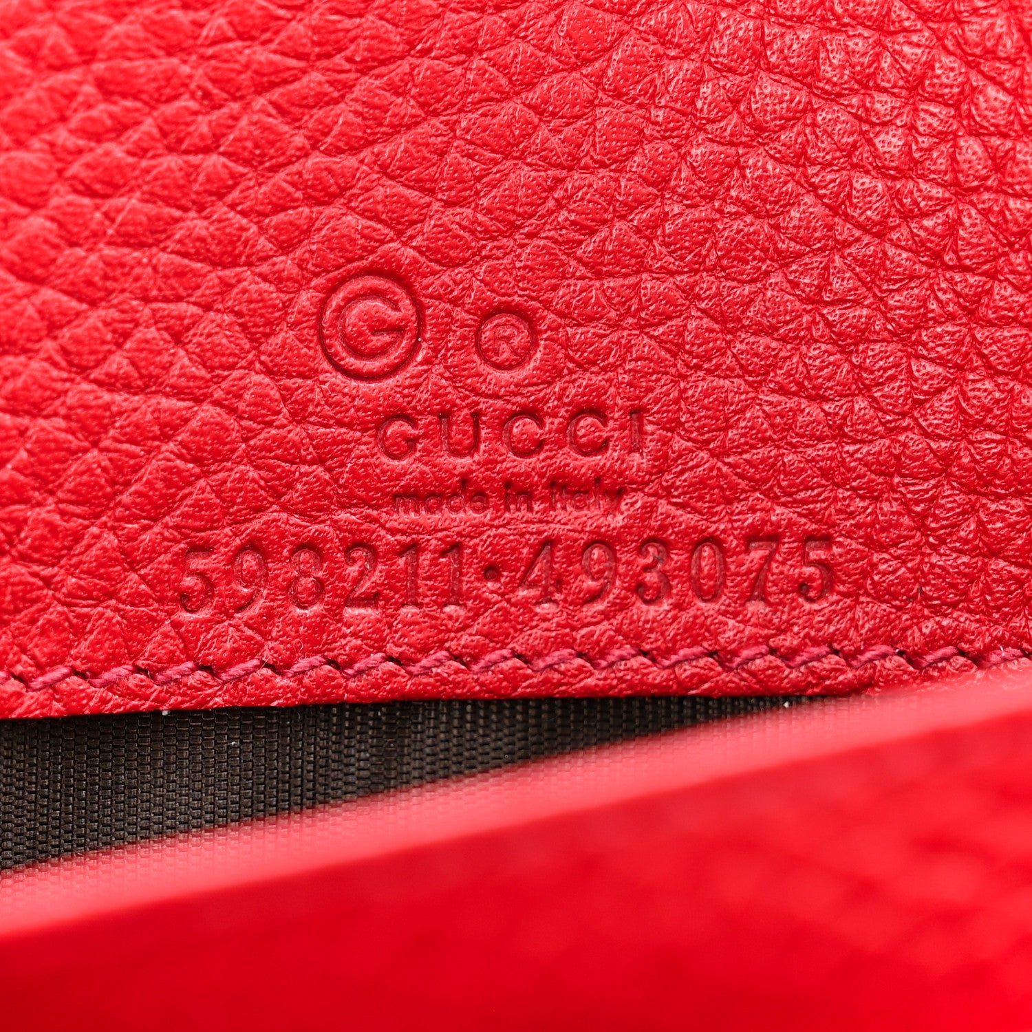 Gucci Pebbled Calfskin Soho Wallet on Chain Hibiscus Red 6 of 10