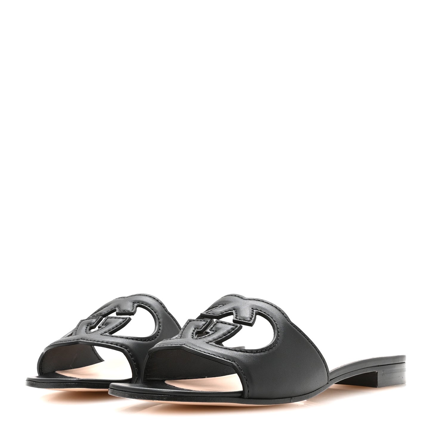 Cosmos Softy Calfskin Interlocking G Cut Out Slide Sandals 39 Black