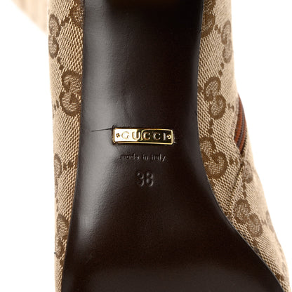 Gucci Monogram Cordovan Lux GG Knee High Boots 38 Beige Cuir 6 of 8