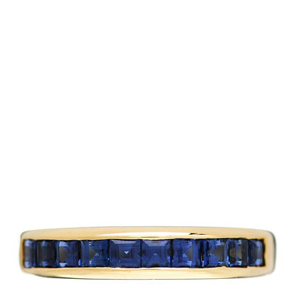 Tiffany 18K Yellow Gold Blue Sapphire 4mm Band Ring 51 5.75 1 of 7