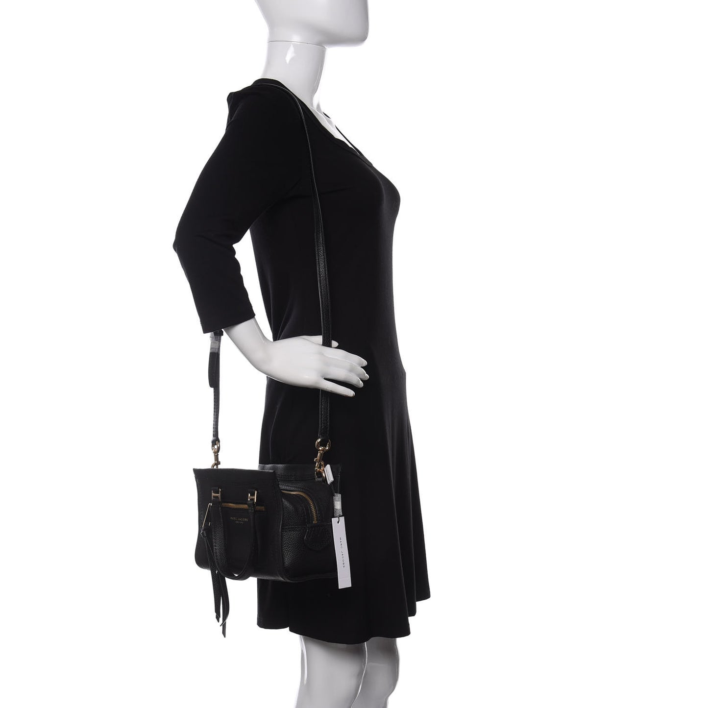 Textured Calfskin Mini Cruiser Convertible Satchel Black