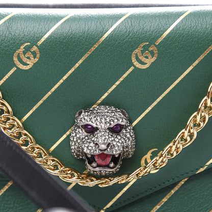 Gucci Calfskin Diagonal GG Medium Thiara Double Envelope Shoulder Bag Emerald Green Black 11 of 13
