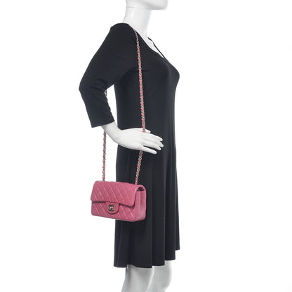 Chanel Lambskin Quilted Mini Rectangular Flap Dark Pink 2 of 16