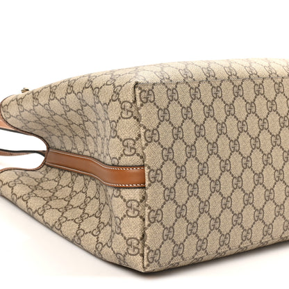 Gucci GG Supreme Monogram Emblem Large Tote Bag Beige Dark Brown 8 of 9