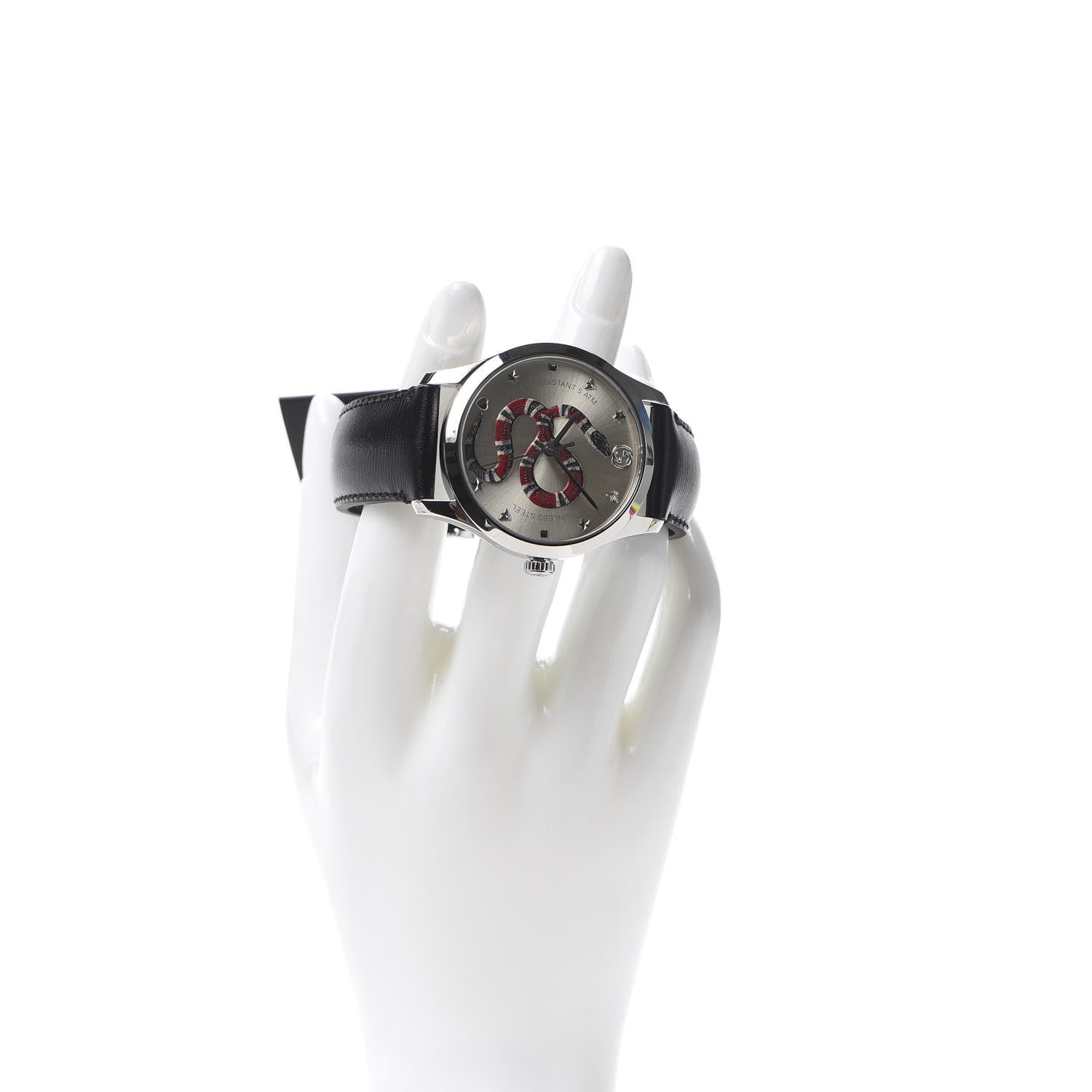 Gucci Stainless Steel Calfskin 38mm G-Timeless Snake Quartz Watch 2 of 8