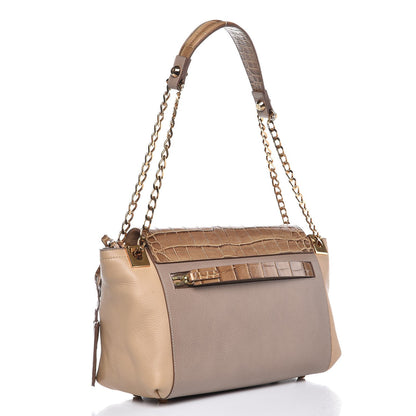 Lanvin Croc Calfskin Embossed New Partition Shoulder Bag Taupe 3 of 7