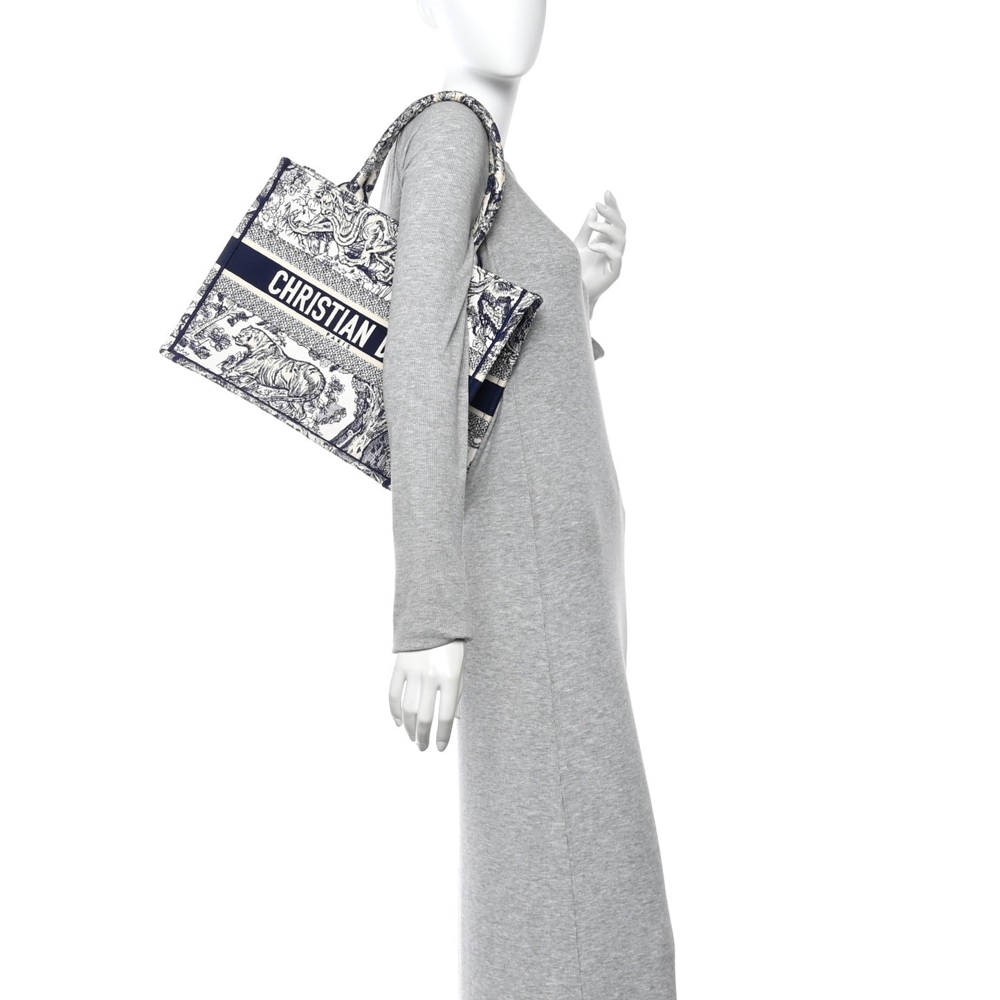 Canvas Embroidered Medium Dioriviera Toile De Jouy Book Tote Blue
