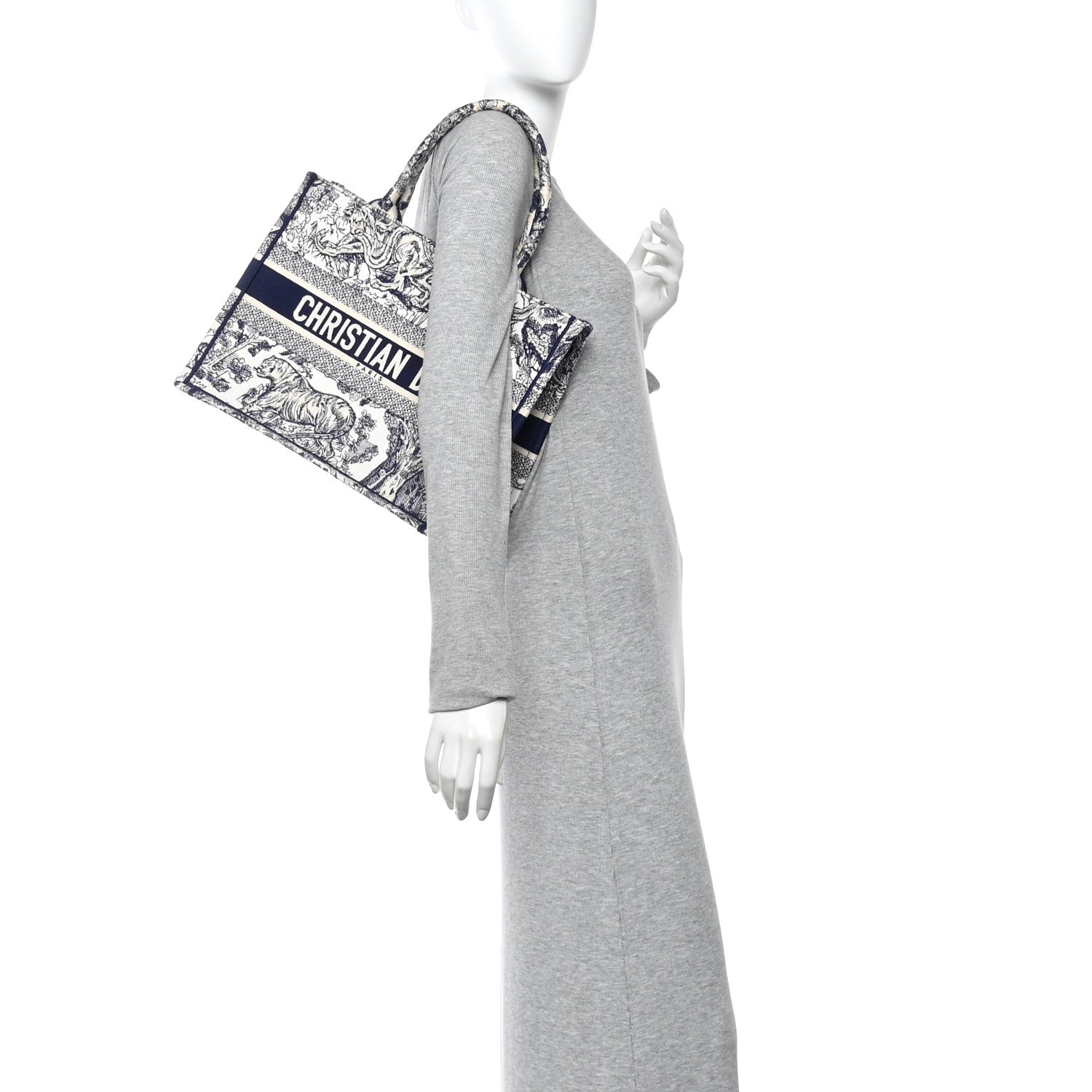 Christian Dior Canvas Embroidered Medium Dioriviera Toile De Jouy Book Tote Blue 2 of 13