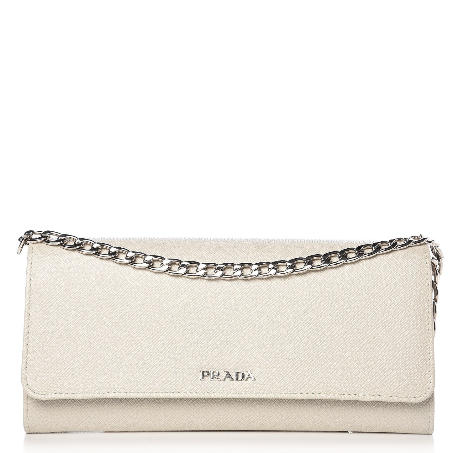 Saffiano Bi-Color Chain Wallet Talco Nero Black