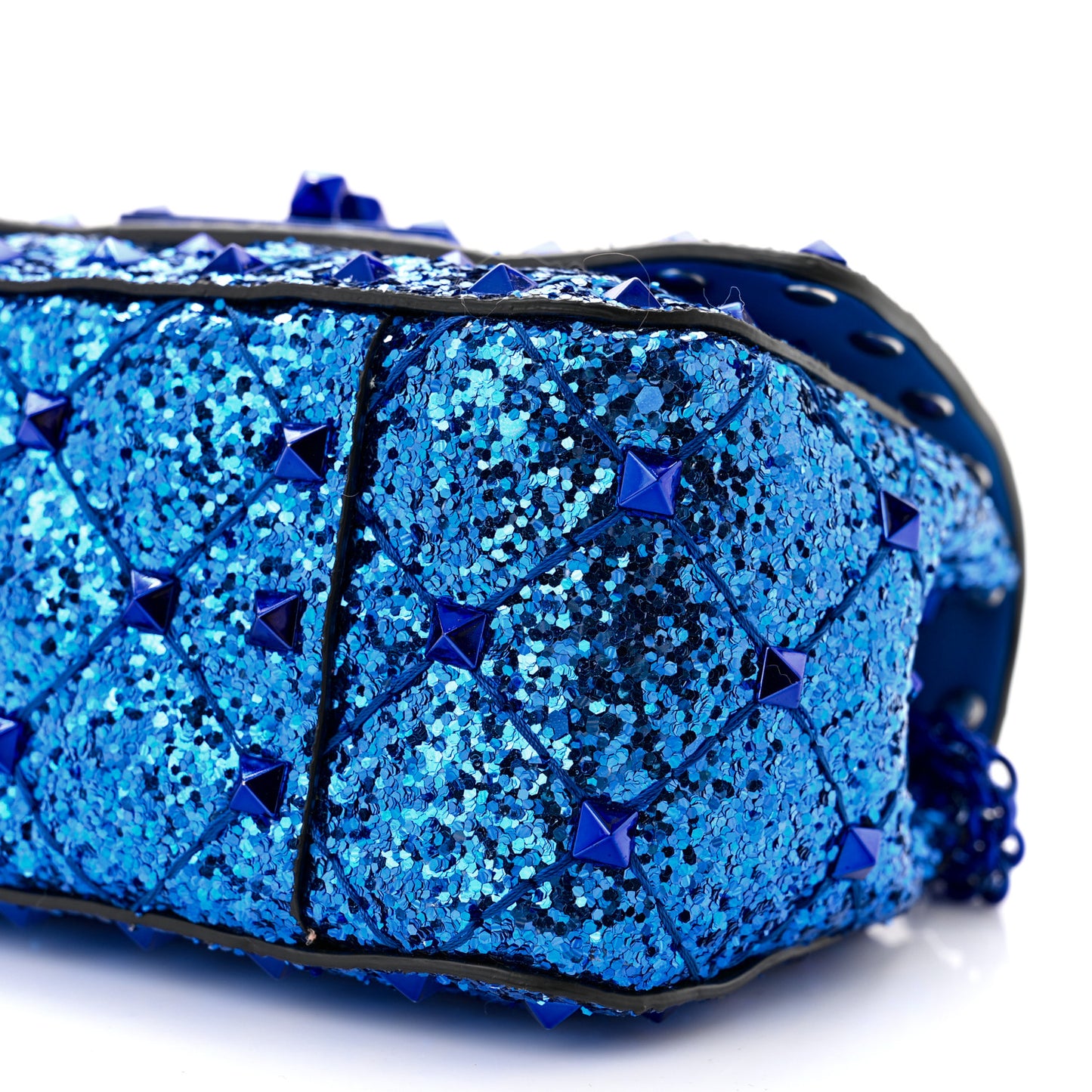 Glitter Micro Rockstud Spike Shoulder Bag Electric Blue