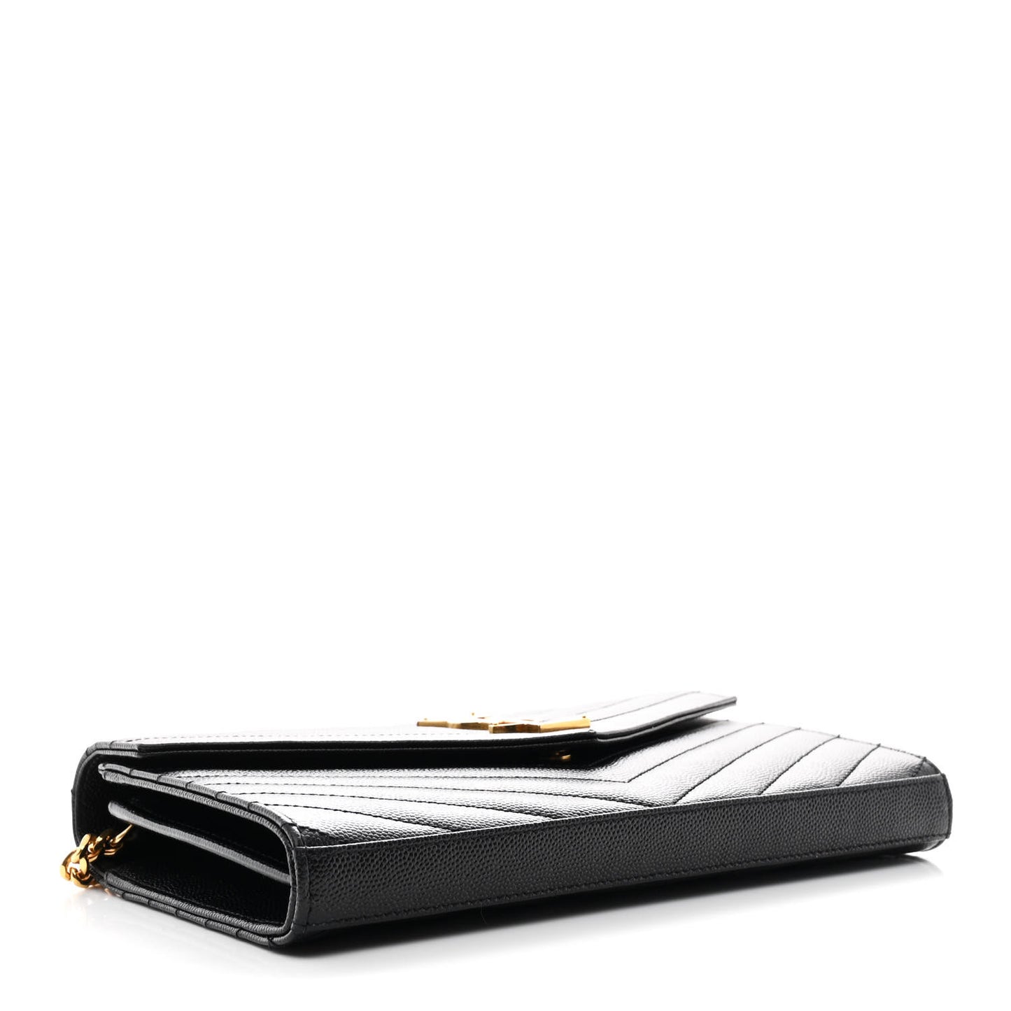 Grain De Poudre Matelasse Chevron Monogram Chain Wallet Black