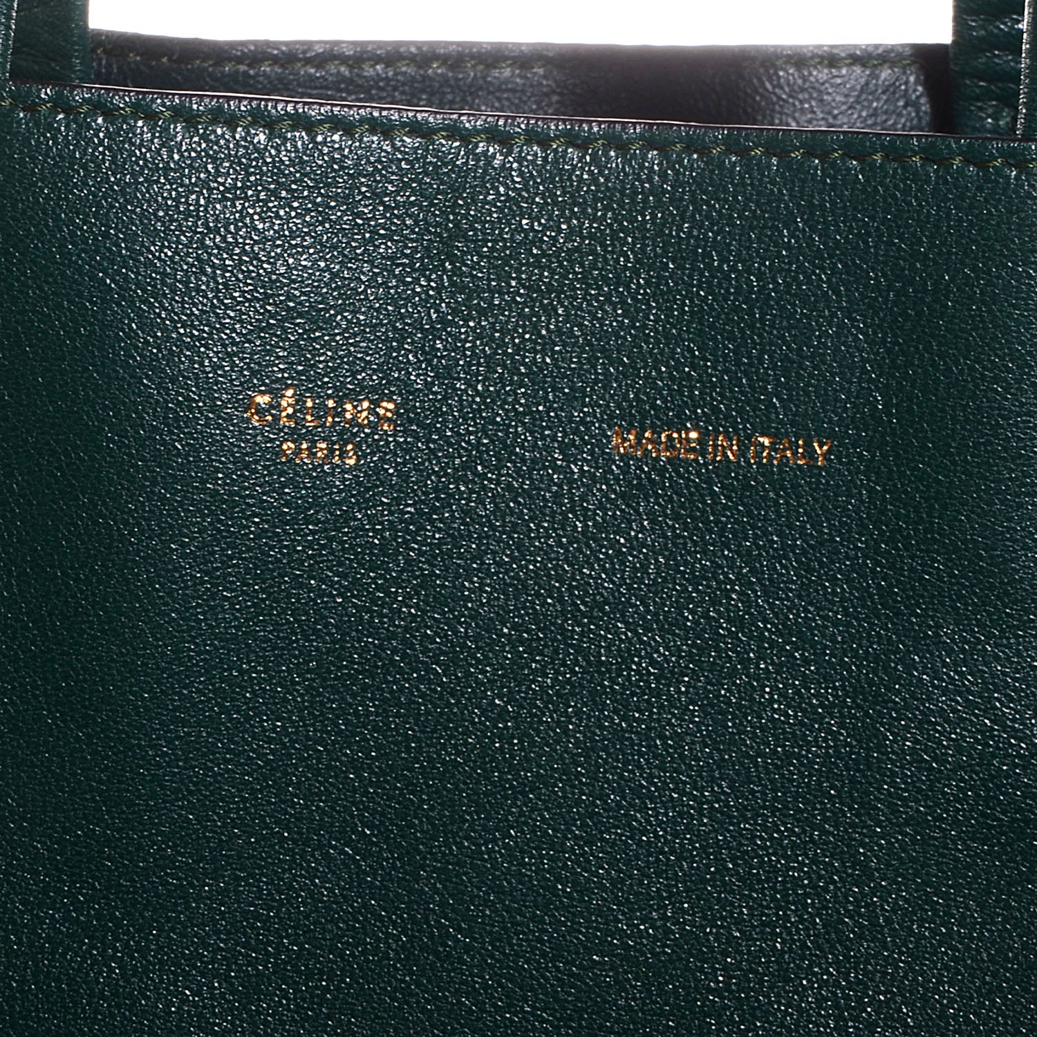 Celine Lambskin Vertical Zip Gusset Cabas Forest 9 of 9
