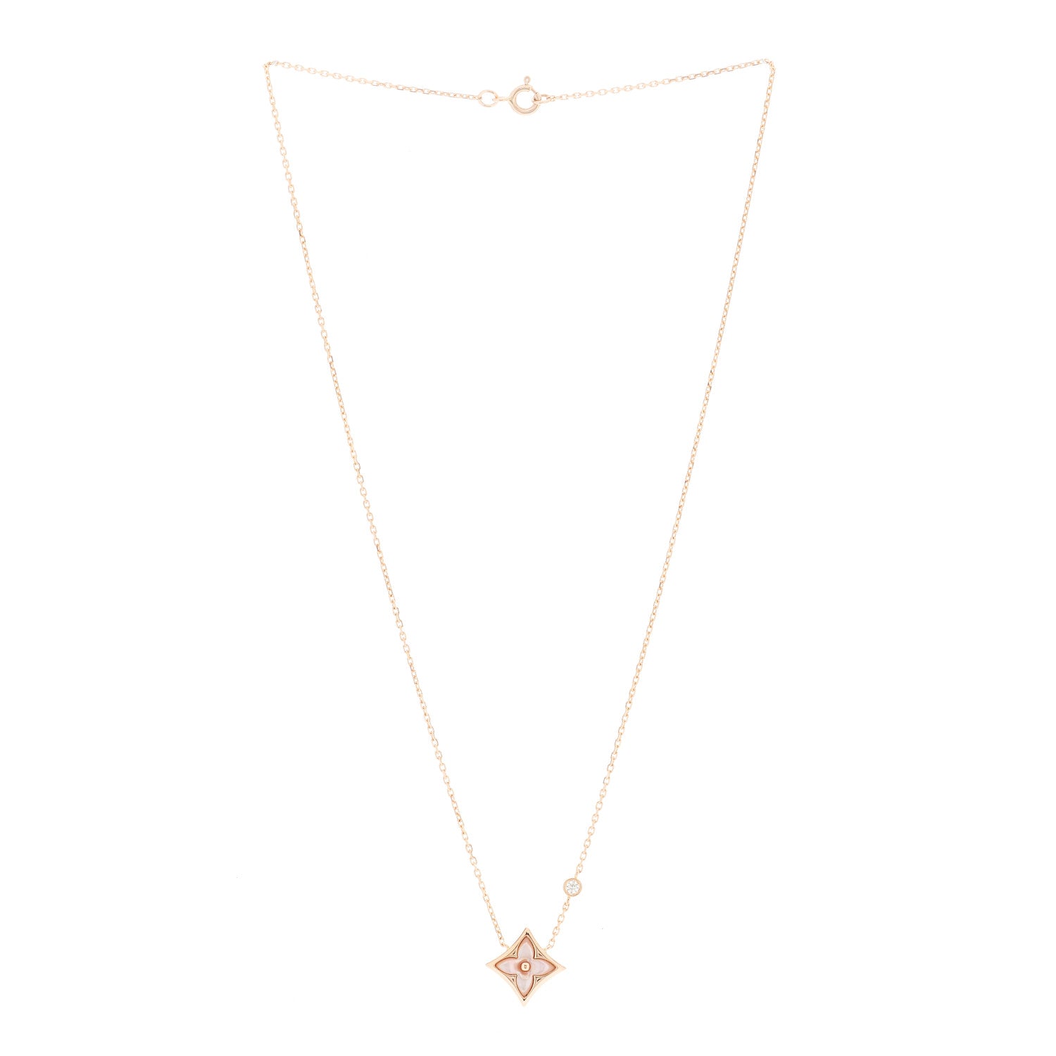 Louis Vuitton 18K Pink Gold Diamond Pink Mother of Pearl Color Blossom BB Star Pendant Necklace 3 of 6
