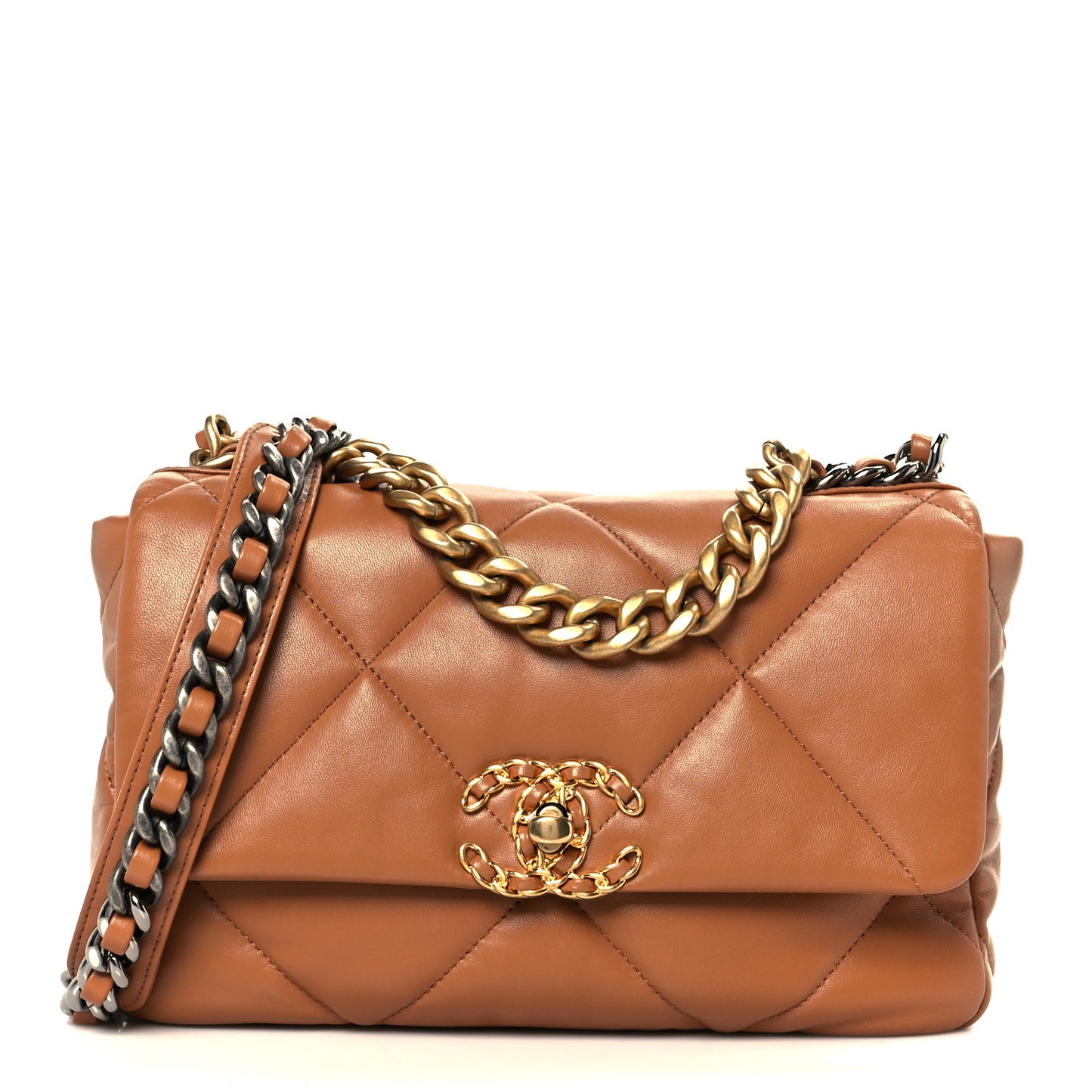 Lambskin Quilted Medium Chanel 19 Flap Brown