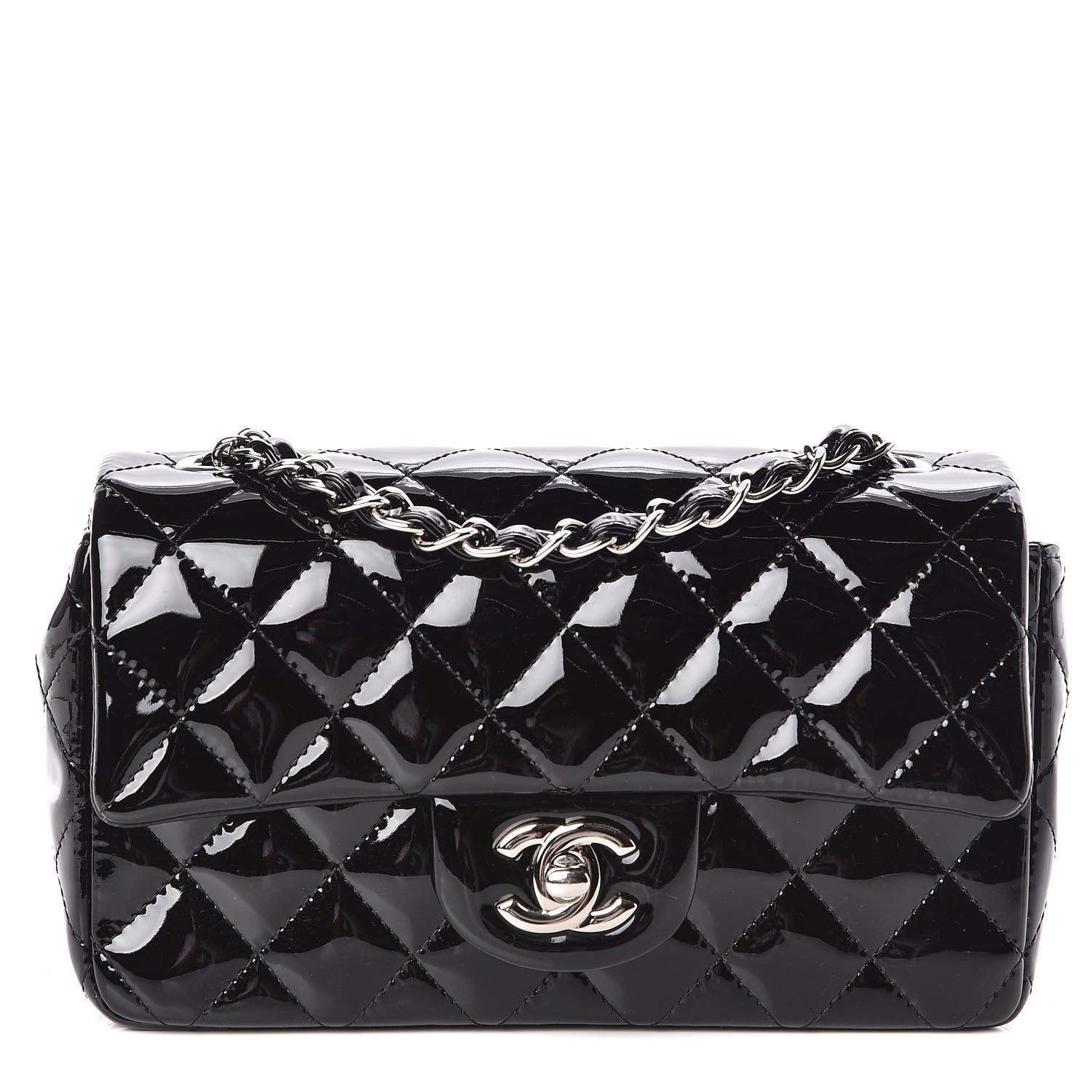 Chanel Patent Calfskin Quilted Mini Rectangular Flap Black 1 of 10
